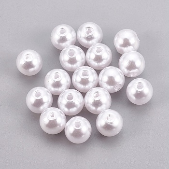 ABS Plastic Imitation Pearl Beads, Round, White, 9.5~10mm, Hole: 2.3mm