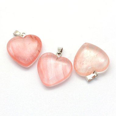 Heart Cherry Quartz Glass Pendants(X-G-Q438-09)-2