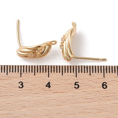 Brass with Clear Cubic Zirconia Stud Earring Findings(KK-G491-57C-G)-3