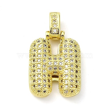 Real 18K Gold Plated Clear Letter H Brass+Cubic Zirconia Pendants