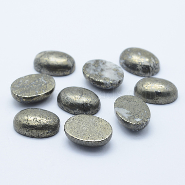 Oval Natural Pyrite Cabochons(G-I125-10-10x8mm)-2