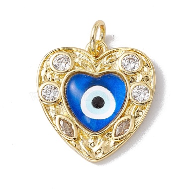 Real 18K Gold Plated Royal Blue Heart Brass+Cubic Zirconia Pendants