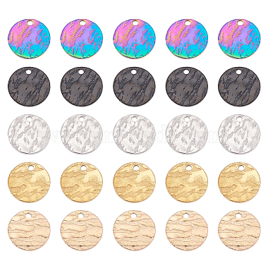 Mixed Color Flat Round 304 Stainless Steel Charms