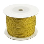Nylon Braided Cord, Chinese Knotting Cord for Beading Jewelry Making Macrame Craft, Round, Gold, 0.5mm, 164yards/roll(NWIR-E001-4)