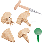 Wooden & Iron Awl Pricke, Adjustable Size Plastic Dispenser Seeder, Bamboo Plant Labels, BurlyWood, 42pcs/set(TOOL-GF0001-52)