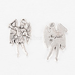 Tibetan Style Alloy Pendants, Angel, Cadmium Free & Lead Free, Antique Silver, 19x12x2mm, Hole: 1.5mm, about 1090pcs/1000g(TIBEP-Q063-47AS-RS)