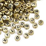 Opaque Acrylic Beads, Flat Round with Letter, Pale Goldenrod, 7x3.5mm, Hole: 1.5mm, about 3600pcs/500g(OACR-H052-01C)