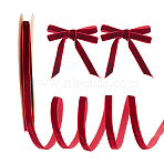 Single Face Velvet Ribbons, Garment Accessories, FireBrick, 3/8 inch(10mm), 20 yards/roll(OCOR-WH0080-14B-02)