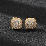 Brass Micro Pave Cubic Zirconia Stud Earrings, Pave Cluster Earring for Women, Square, Real 18K Gold Plated, 10x10mm(EJEW-F418-15G)