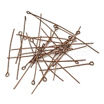 Cadmium Free & Nickel Free & Lead Free, Red Copper Color Iron Eye Pin, 0.7mm thick, 4.5cm long, hole: about 2mm, about 300pcs/50g(X-EPR4.5cm-NF)