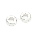Brass Spacer Beads, Flat Round, Long-Lasting Plated, Lead Free & Cadmium Free, Rack Plating, 925 Sterling Silver Plated, 3.5x1.2mm, Hole: 1.3mm(KK-H532-12A-S)