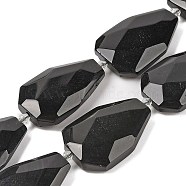 Natural Obsidian Beads Strands, Faceted Teardrop, 36~40x24~26x9.5~10.5mm, Hole: 2mm, about 9pcs/strand, 14.96''(38cm)(G-P548-B01-01)