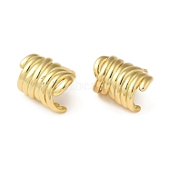 Rack Plating Brass Column Stud Earrings, Half Hoop Earrings for Women, Lead Free & Cadmium Free, Long-Lasting Plated, Real 18K Gold Plated, 12x18mm(EJEW-Z019-17G)