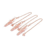 Rack Plating Brass Cable Chain Pointed Dowsing Pendulums, with Alloy Lobster Claw Clasps and Iron Round Beads, Cadmium Free & Lead Free, Rose Gold, 240mm, Hole: 2mm(HJEW-G016-02RG)