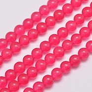 Natural & Dyed Malaysia Jade Bead Strands, Round, Cerise, 6mm, Hole: 0.8mm, about 64pcs/strand, 15 inch(G-A146-6mm-A14)