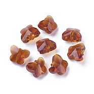 Transparent Glass Beads, Faceted, Butterfly, Chocolate, 8x10x5.5mm, Hole: 1mm(GLAA-P037-02A-13)