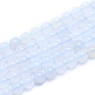 Natural Blue Chalcedony Beads Strands, Round, 8~8.5mm, Hole: 0.8mm, about 46pcs/Strand, 15.08 inch(38.3cm)(G-K310-C12-8mm)