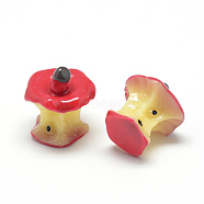 Resin Decoden Cabochons, Apple Core, Red, 14x13x16.5mm(CRES-T004-02)