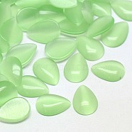 Cat Eye Cabochons, teardrop, Pale Green, 14x10x2.5mm(CE-J001-10x14mm-25)