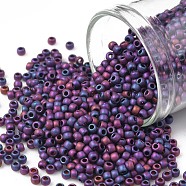 TOHO Round Seed Beads, Japanese Seed Beads, Matte, (515F) High Metallic Frost Mardi Gras, 11/0, 2.2mm, Hole: 0.8mm, about 1110pcs/bottle, 10g/bottle(SEED-JPTR11-0515F)