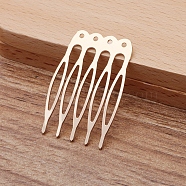 Iron Hair Comb Findings, with Loops, Light Gold, 40x27x0.8mm(OHAR-PW0001-431KCG)