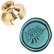 Wax Seal Brass Stamp Head, for Wax Seal Stamp, Floral Pattern, 25x14.5mm(AJEW-WH0205-006)