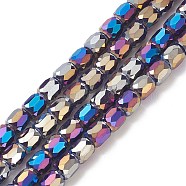 AB Color Plated Glass Beads, Faceted Barrel, Dark Blue, 8x8mm, Hole: 1mm(GLAA-F108-12B-03)