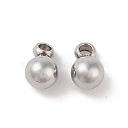 304 Stainless Steel Charms, Round Charm, Stainless Steel Color, 5x3mm, Hole: 1mm(STAS-G336-04A-P)