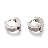 201 Stainless Steel Huggie Hoop Earrings Findings, with Vertical Loop, with 316 Surgical Stainless Steel Earring Pins, Ring, Stainless Steel Color, 15.5x14x4mm, Hole: 1.4mm, Pin: 1mm(STAS-A167-01C-P)