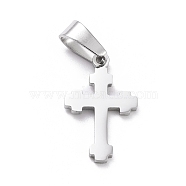 304 Stainless Steel Pendants, Laser Cut, Cross, Stainless Steel Color, 20x12x1.5mm, Hole: 3.5x7mm(STAS-L216-33P)