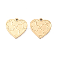 Vacuum Plating 304 Stainless Steel Pendant Cabochon Settings for Enamel, Manual Polishing, Heart, Real 18K Gold Plated, 15x15x1mm, Hole: 1.2mm(STAS-P295-24G)