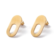 304 Stainless Steel Stud Earring Findings, with Hole, Oval, Golden, 19x9mm, Hole: 8x4mm, Pin: 0.7mm(STAS-P310-04G)