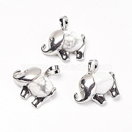 Natural Howlite Pendants, with Brass Findings, Elephant, Platinum, 22.5x27x8mm, Hole: 5x8mm(G-G713-E06)