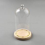 Glass Dome Cover, Decorative Display Case, Cloche Bell Jar Terrarium with Wood Base, Clear, 113x210mm(AJEW-WH0348-293B)