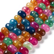 Natural Agate Beads Strands, Dyed & Heated, Egg, Colorful, 12~14x9~10mm, Hole: 1.4mm, about 19~20pcs/strand, 7.48 inch(19cm)(G-G021-03B-10)