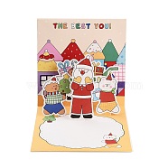 Square 3D Pop Up Paper Greeting Card, with Envelope, Christmas Day Invitation Card, PeachPuff, 120x120x2.5mm(AJEW-P123-A03)