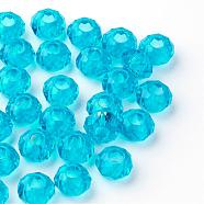 Glass European Beads, Large Hole Beads, No Metal Core, Rondelle, Dodger Blue, 14x8mm, Hole: 5mm(GDA007-70)