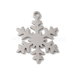 Non-Tarnish 5Pcs Christmas 201 Stainless Steel Pendants, Laser Cut, Stainless Steel Color, Snowflake, 17x13x1mm, Hole: 1.2mm(STAS-Z068-01P-02)