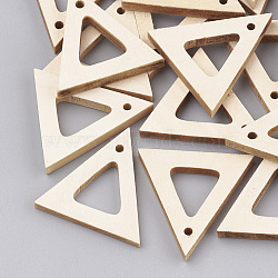 Wood Pendants, Triangle, Wheat, 30x29.5x4mm, Hole: 2mm(X-WOOD-T008-22)