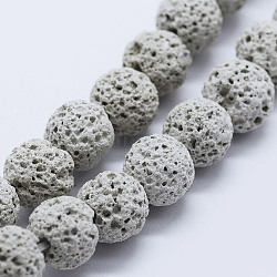 Natural Lava Rock Beads Strands, Round, 8~9mm, Hole: 1mm, about 50pcs/strand, 15.1 inch(38.5cm)(X-G-P349-01-8mm)