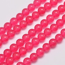 Natural & Dyed Malaysia Jade Bead Strands, Round, Cerise, 6mm, Hole: 0.8mm, about 64pcs/strand, 15 inch(G-A146-6mm-A14)