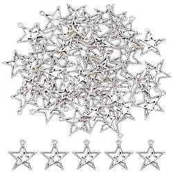 100Pcs Tibetan Style Alloy Pendants, Star, Antique Silver, 23x20.5x2mm, Hole: 1.5mm, 100pcs/set(FIND-HY0004-62)