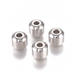 201 Stainless Steel Beads, Column, Stainless Steel Color, 8x8mm, Hole: 3mm(X-STAS-G225-36P-02)