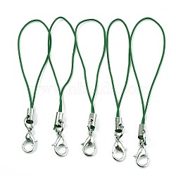 Polyester Cord Mobile Straps, with Platinum Plated Alloy Findings, Green, 70mm(MOBA-R002-18)