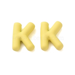 Rack Plating Spray Painted Alloy Pendants, Rubberized Style, Yellow, Letter K, 19x14x6mm, Hole: 1.5mm(FIND-C062-08K)