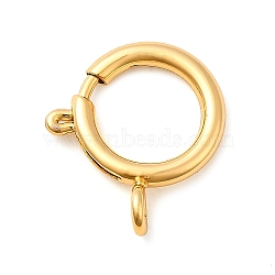 Brass Spring Ring Clasps, Rack Plating, Nickel Free, Real 18K Gold Plated, 21x18x2.5mm, Hole: 2.5mm(KK-D407-20G-F)