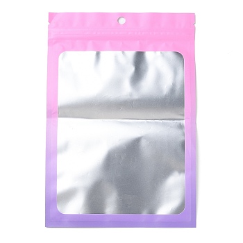 Gradient Laser Aluminum Foil Jewelry Packaging Zip Lock Bags, Top Self Seal Pouches, Rectangle, Hot Pink, 22x15x0.15cm, Unilateral Thickness: 3.5 Mil(0.09mm)