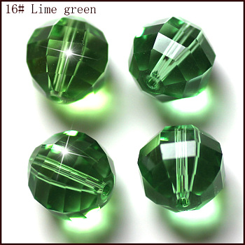 Imitation Austrian Crystal Beads, Grade AAA, Faceted, Round, Lime Green, 6mm, Hole: 0.7~0.9mm