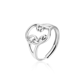 Elegant Stainless Steel Hollow Open Ring for Women Daily Wear
