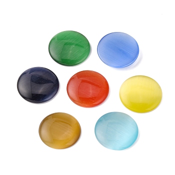 Cat Eye Cabochons, Half Round, Mixed Color, 18x3mm